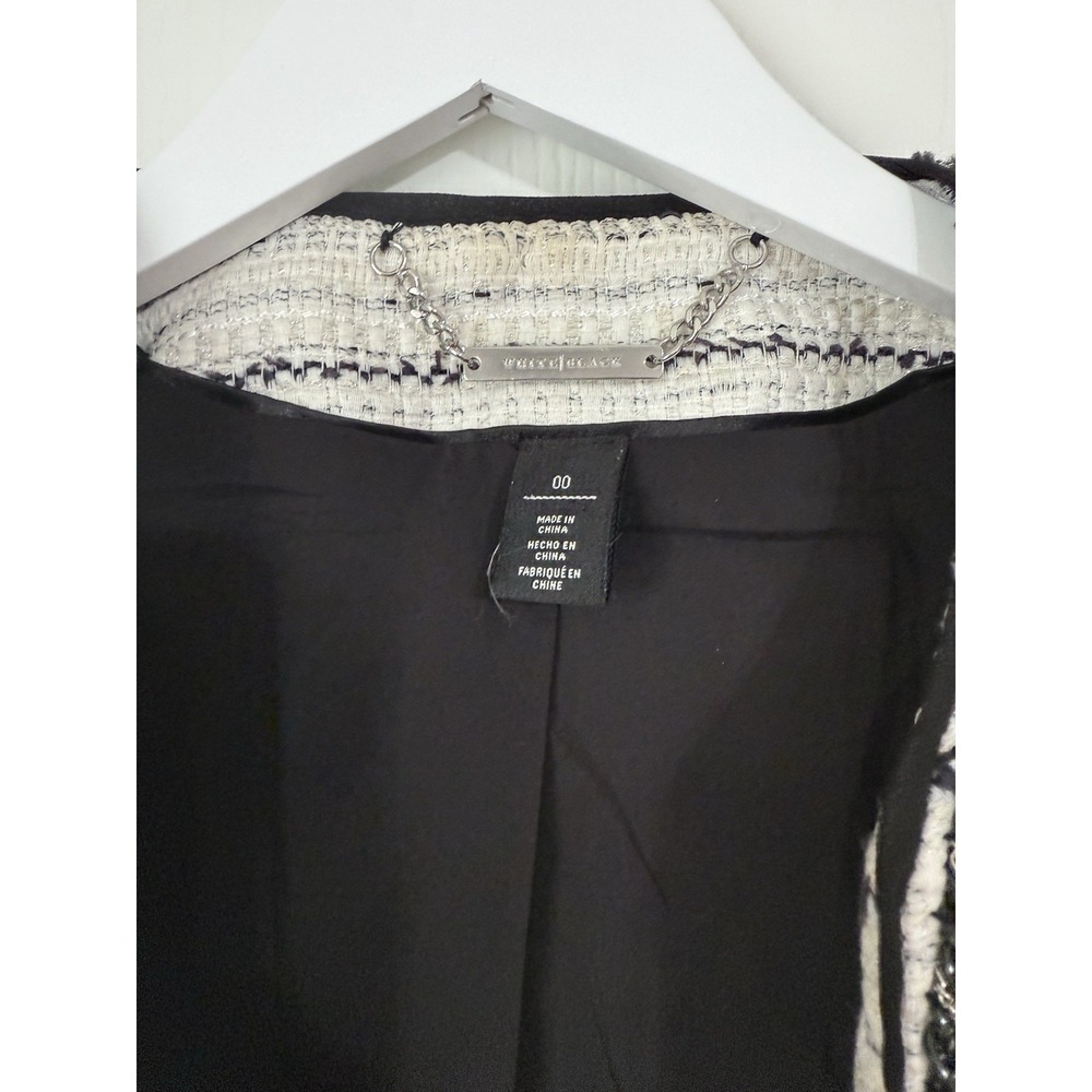 White House Black Market Women's Size 00 Tweed Short White And Black Blazer - Picture 4 of 6